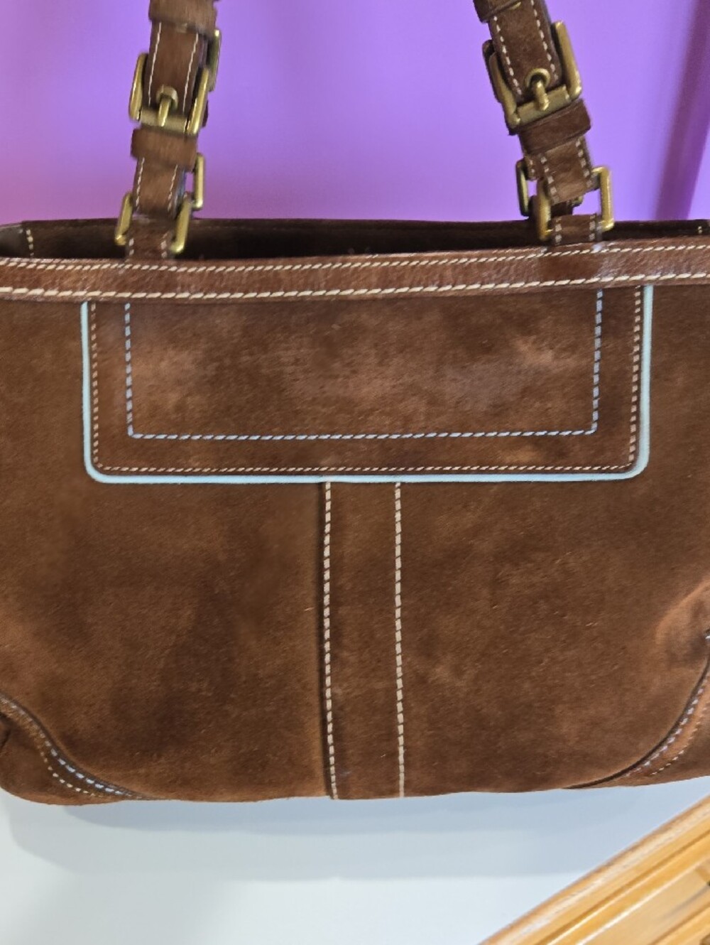 Coach Hampton Gallery Brown Suede Tote (Style 8B03) - Picture 4 of 16